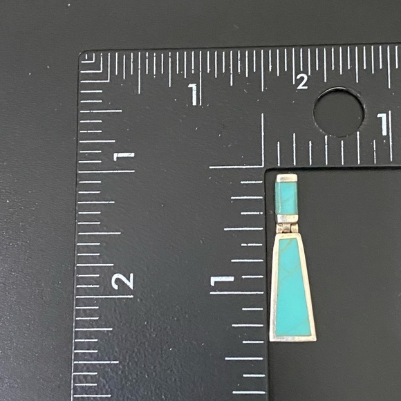 Vintage Sterling Silver 925 Native American Turquoise Inlay Door Knocker Pendant - Picture 4 of 12